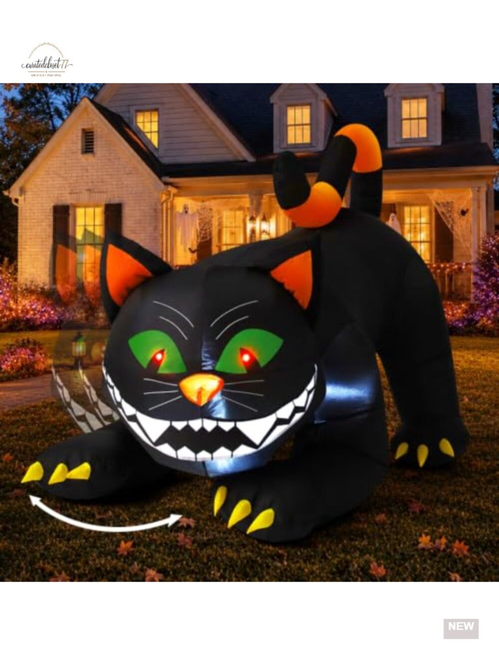 6FT Halloween Inflatable Black Cat Outdoor Decor with Moving Head & LEDs